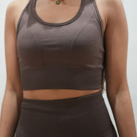 Brown Power Seamless Sports Bra