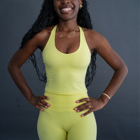 Butter Yellow Bloom Halterneck Tank