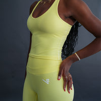 Butter Yellow Bloom Halterneck Tank