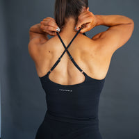 Black Bloom Halterneck Tank