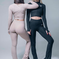 Beige Ribbed Cropped Jacket