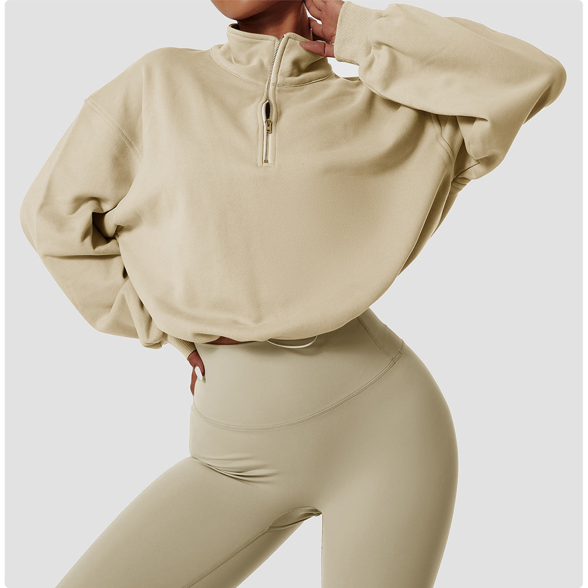 Half zip sweatshirt in Cream – Valencia Sport