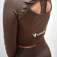 Brown Power Seamless Long Sleeve Crop Top