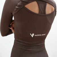 Brown Power Seamless Long Sleeve Crop Top