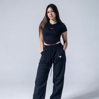 Black Ribbed Cropped Tee