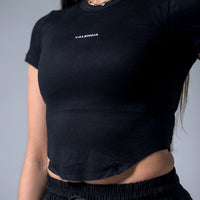 Black Ribbed Cropped Tee