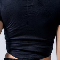 Black Ribbed Cropped Tee