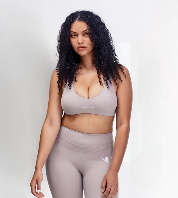 Beige Bloom  Sports Bra