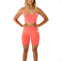 Coral Neon Seamless Biker Shorts